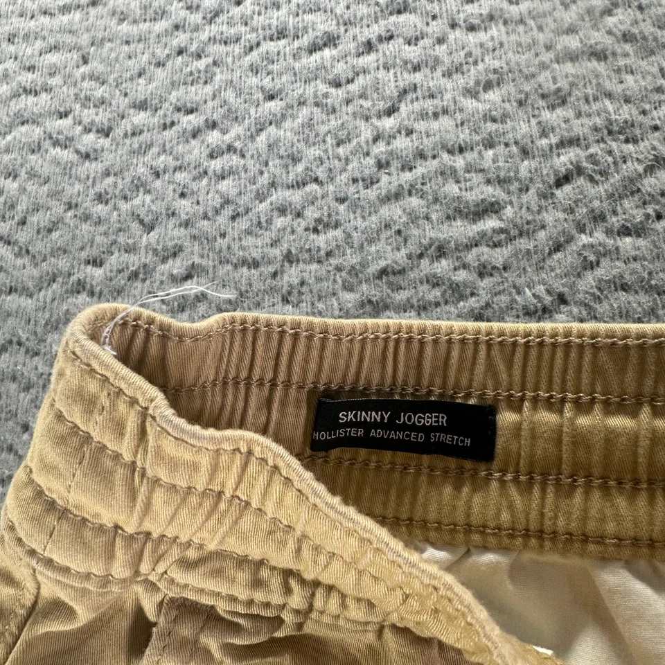 Hollister Pant Mens 2XS Beige Cotton Jogger Skinny Leg Stretch Utility Workwear - Image 4 of 4