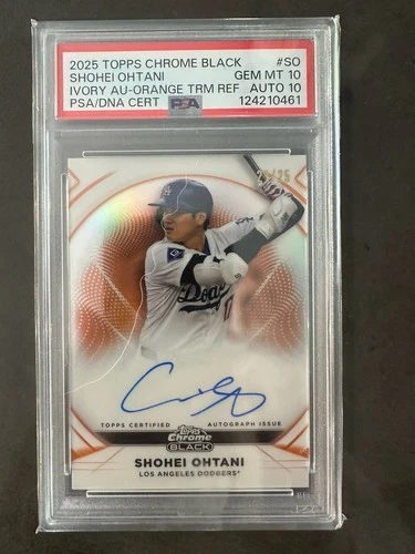 2025 Topps Chrome Black Shohei Ohtani Ivory AU-Orange Trim PSA Gem Mint 10