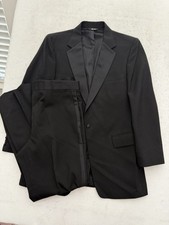 After Six Wool Tuxedo 42R Black Notch Collar Formal Suit 2P 34x29 Made in USA