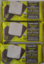 3 PACKS TRADER JOE'S DARK CHOCOLATE RICE CAKES THINS 3.42-OZ PACK