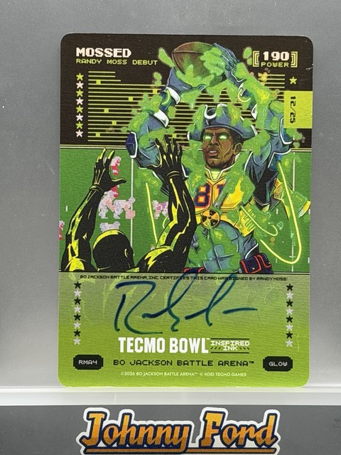 Randy Moss Bo Jackson Battle Arena Tecmo Bowl Inspired Ink Auto 12/25 Glow