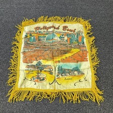 Hollywood Bowl Souvenir Pillow Cover Yellow Fringe 14in Square California VTG