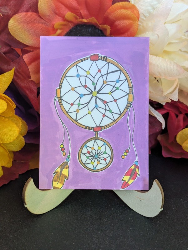 ACEO OOAK ATC, Dream Catcher, Whimsy, Witchy, Cottagecore Eggdropdupe
