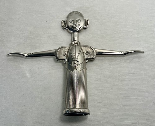 Vintage Pierre The Sommelier Corkscrew Aldo Colombo Italy Silver Plate Figural