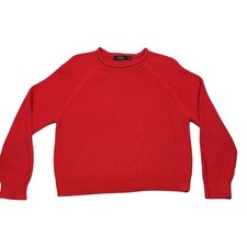 Lauren Ralph Lauren Crew Neck Waffle Knit Sweater Womens Size XL Red Orange