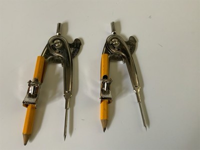 Vintage School Protractors Math Drafting Compass Clamp Pencil Included Lot 2