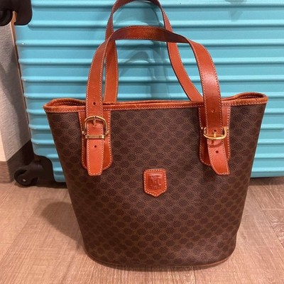 Celine Bucket Tote Bag Macadam Triomphe PVC Leather From Japan  Pre-owned Excel