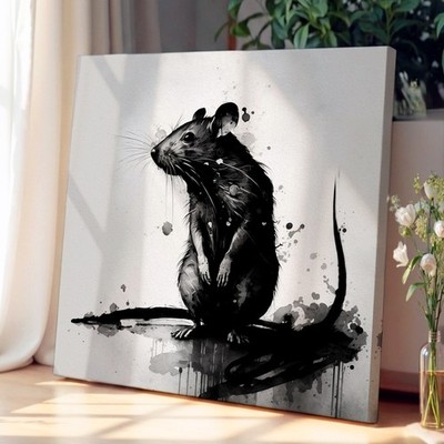 Ratte Tinte Waschen Leinwand Wandbild Kunstdruck Wohndeko fertig zum Aufhängen