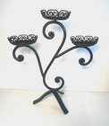 Candelabra scrollwork 3 Tier Arm Pillar Candle Holder Wrought Iron 15in. Tall