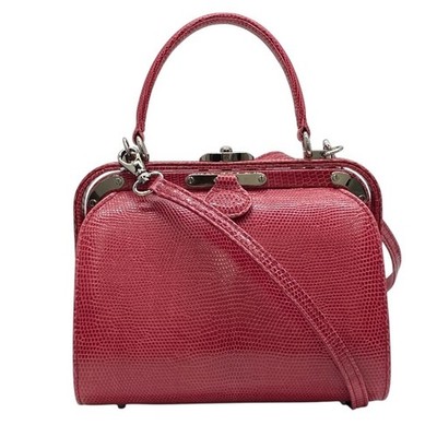Chic COMTESSE Audrey Mini Bag Leather Lizard Pink 2WAY Shoulder Tote