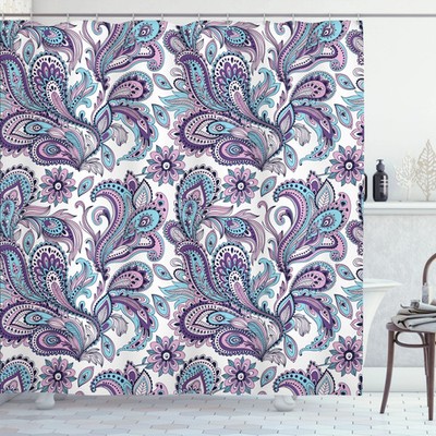Ambesonne Paisley Shower Curtain Bohemic Floral Country for Bathroom Decoration