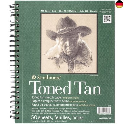 Strathmore 400 Series Skizzenbuch, getönt, Hautfarben, 22,9 x 30,5 cm,