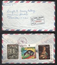 1968 Panama Registered Cover to USA. Fox