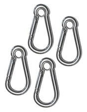 US Stainless 4 Pieces Stainless Steel 316 Spring Hook with Eyelet Carabiner 3...