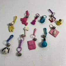 VTG Lot Of 11 1980s Clip On charms with Bell Bunny Bulb TV Axe Dog Ballet Bear