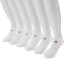 Under Armour L85219 Unisex White Training Cotton No Show Socks 6-Pair Size L