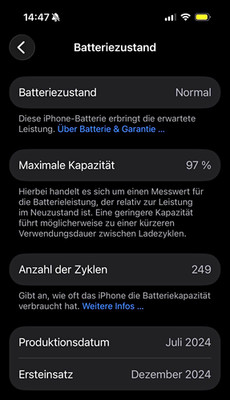 Apple iPhone 16 256GB Schwarz Ohne Simlock OVP Ladekabel SIM-Pin Akku 97%