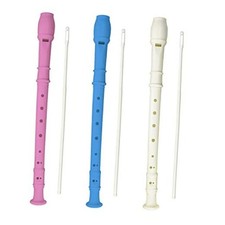 3 Pack 8 Hole Soprano Recorders Descant Flute With Cleaning blue, pink, white