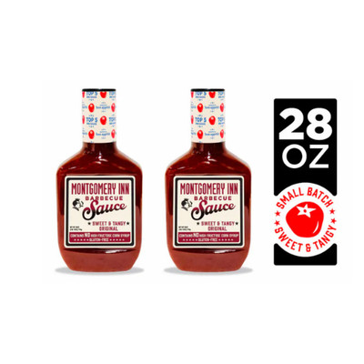 2 Montgomery Inn 28 oz Barbecue Sauce Bottles Original Sweet & Tangy BBQ