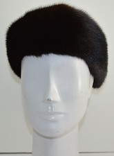 Real Mahogany Dark Brown Mink Fur Headband New Manufactured in the US