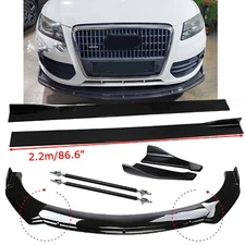 Front Lip Chin Bumper Spoiler For Audi Q5 2009-202 Body K Side Skirt Gloss Black