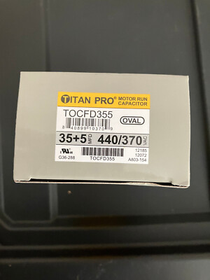 Titan Pro TOCFD355 Oval Motor Run Capacitor 35+5 MFD 440/370 Vac -