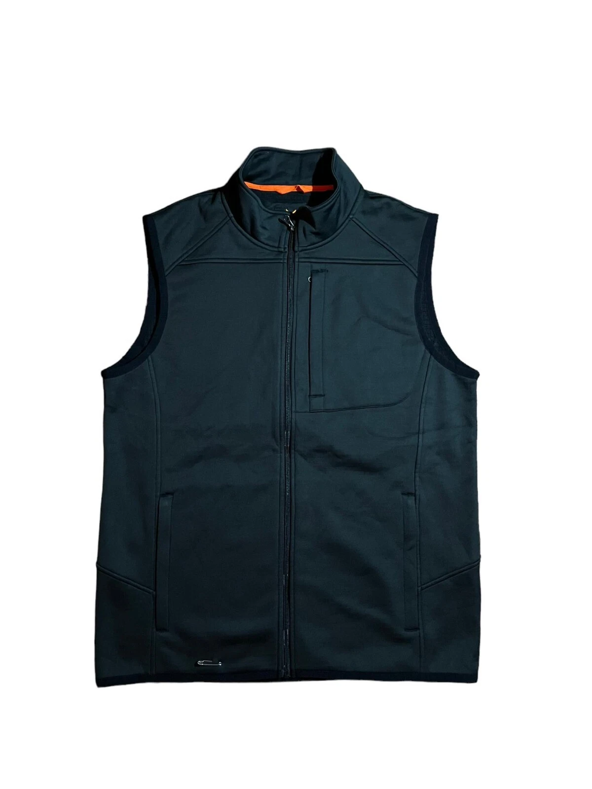 HAWX MEN'S BLACK SOLID ZIP-FRONT WORK VEST (Size: L)
