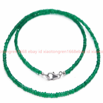 Natural Lovely 2x4mm Faceted Green Jade Gems Rondelle Beads Necklace 16-36in