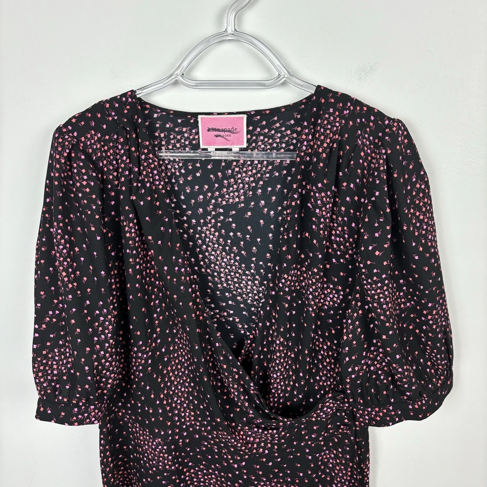 KATE SPADE Abito avvolgente rosa prato floreale collo a V taglia 12