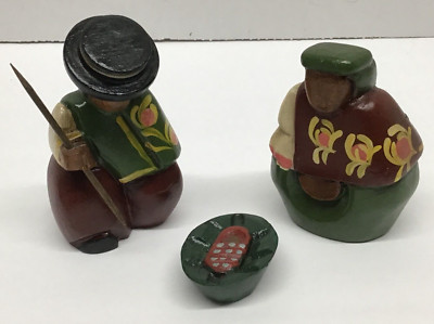 Hand Carved Hand Painted Wood Holy Family Nativity Made in Ecuador