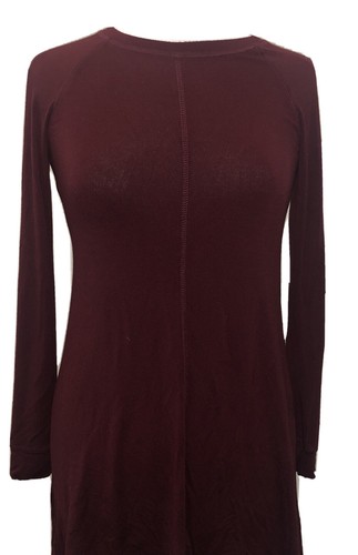 Burgundy Maroon Basic Crew Neck Long 