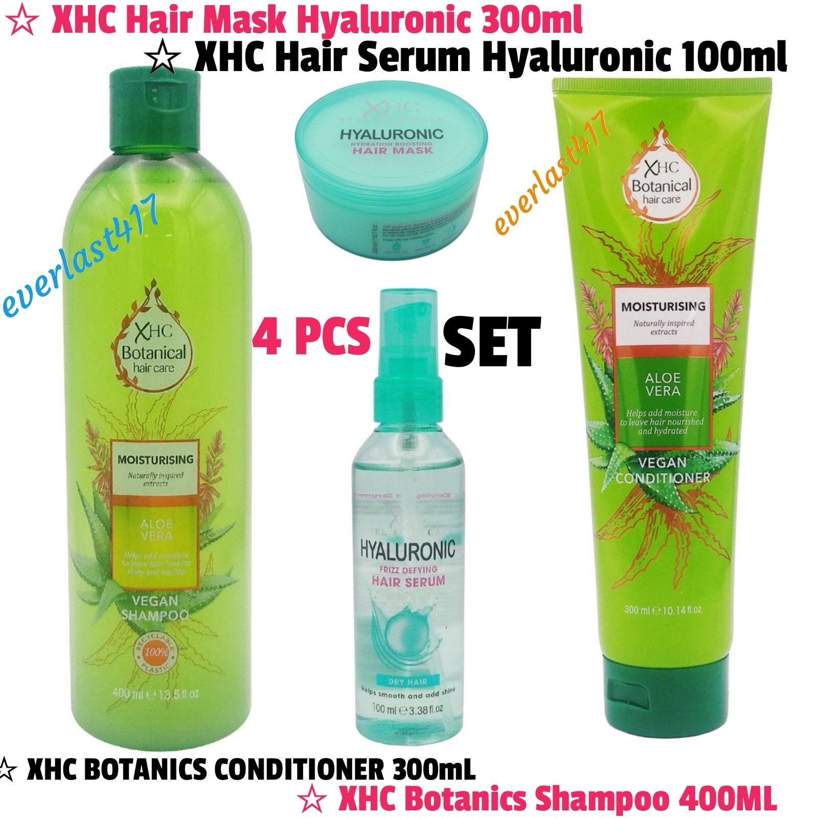 XHC Botanics Shampoo & Conditioner 400ml + Hyaluronic Hair Mask & Serum 100ml