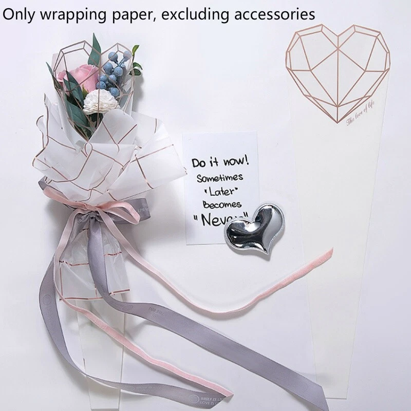 20 Sheets Diamond Heart Florist Flower Wrap Paper Bouquet Film Waterproof - Image 3 of 4