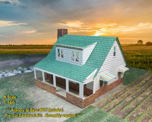 N Scale Building - Pre-Cut CARDSTOCK PAPER Cape Cod Style House CCN02 - Bild 8 von 8