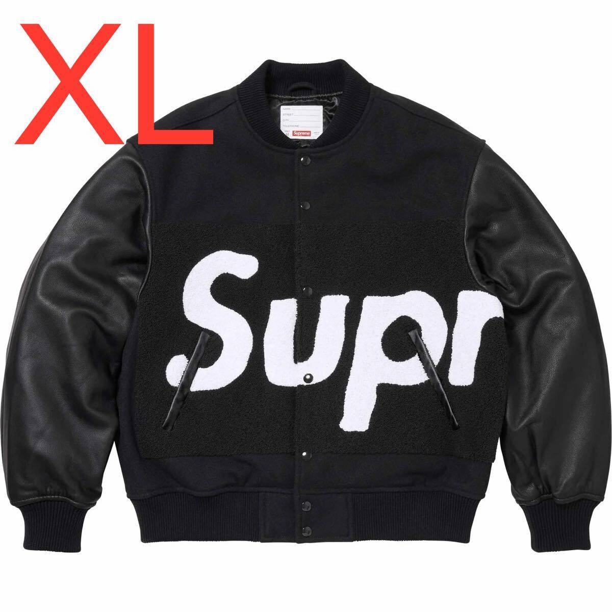 Supreme Big Logo Chenille Varsity Jacket Black XL Size Supreme Big 