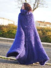 Mohair Poncho Oversize Purple Handmade Handknitted  by Lanaknittings