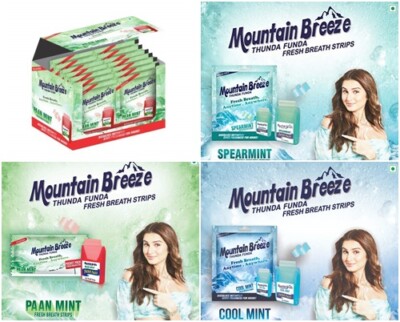 Mountain Breeze Sugar Free Coolmint Spearmint Paan Mouth Fresh Breath 18 Strips