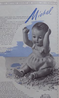 Page De Magazine MODES Et TRAVAUX Novembre 1956 - Poupée Françoise Michel + Patron Miniature