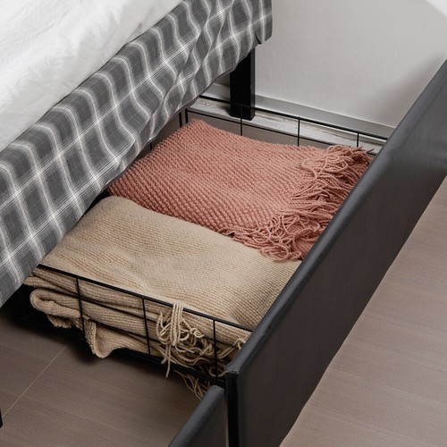 Upholstered Queen Platform Storage Bed Frame with 4 Drawers Adjustable Headboard - Picture 11 of 13