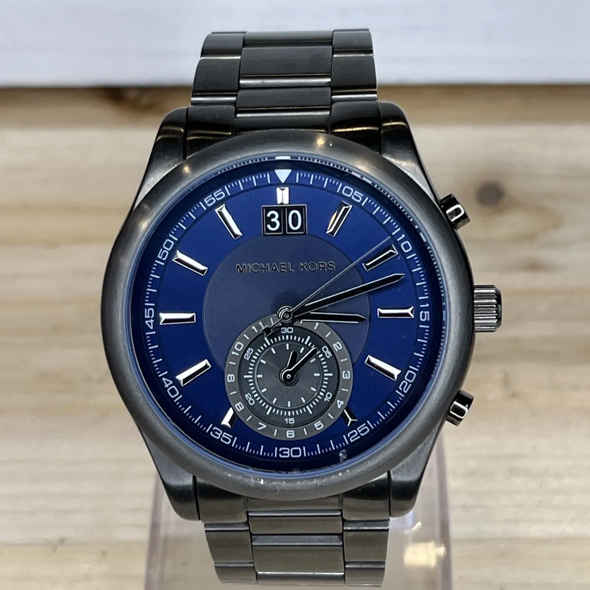 Montre chronographe homme Michael Kors MK8418 cadran bleu ton métal acier