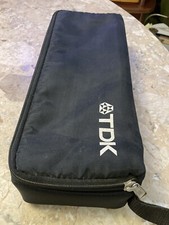 1 TDK 15 Capacity Cassette Tape Holder Carrier Storage Wrist Strap Black