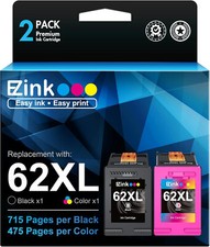 2pk 62 XL Ink Cartridges For HP Ink 62XL Envy 7640 5540 5640 5660 5740 Black Col