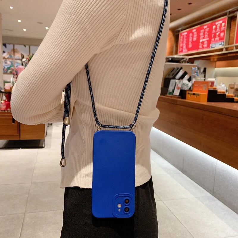 Cross-body Rubber Phone Case Cover For iPhone 15 14 13 12 11 Pro Max XR XS 8 7 - Image 4 of 4