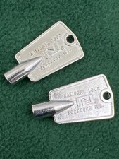 National Lock Rockford IL Vtg Chest Deep Freezer Key Barrel Lot of 2 Keys