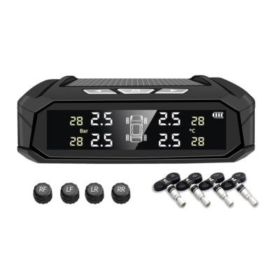 New TPMS Tire Pressure Monitoring System Solar Auto Display Car Alarm Monitoring