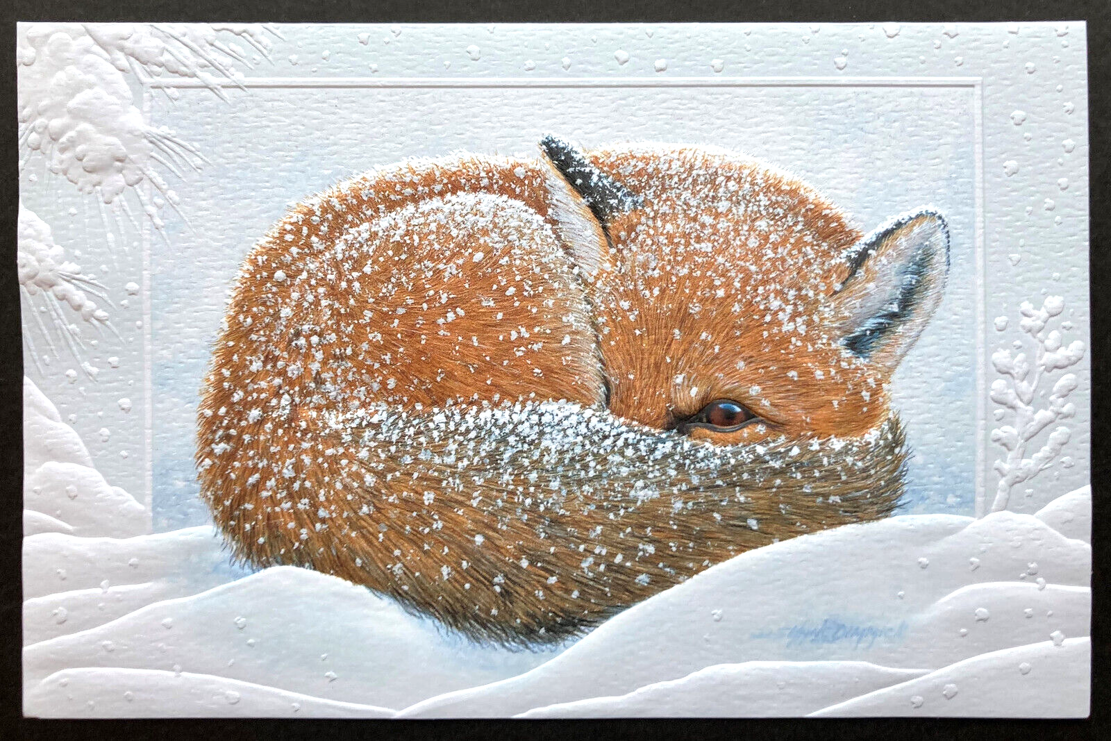 *ONE* Fox Christmas Holiday Card Shane Dimmick Pumpernickel Press Large GORGEOUS