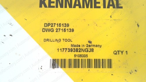 KENNAMETAL DP2715139 UTENSILE DI FORATURA DWG 2715139, NUOVO #331492 - Foto 8 di 8