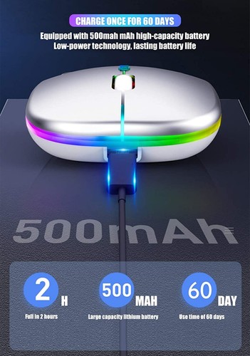 Mouse 2 IN 1 Senza Fili Bluetooth 5.0 e 2.4G | Ricaricabile, USB, PC, Mac - Foto 3 di 12