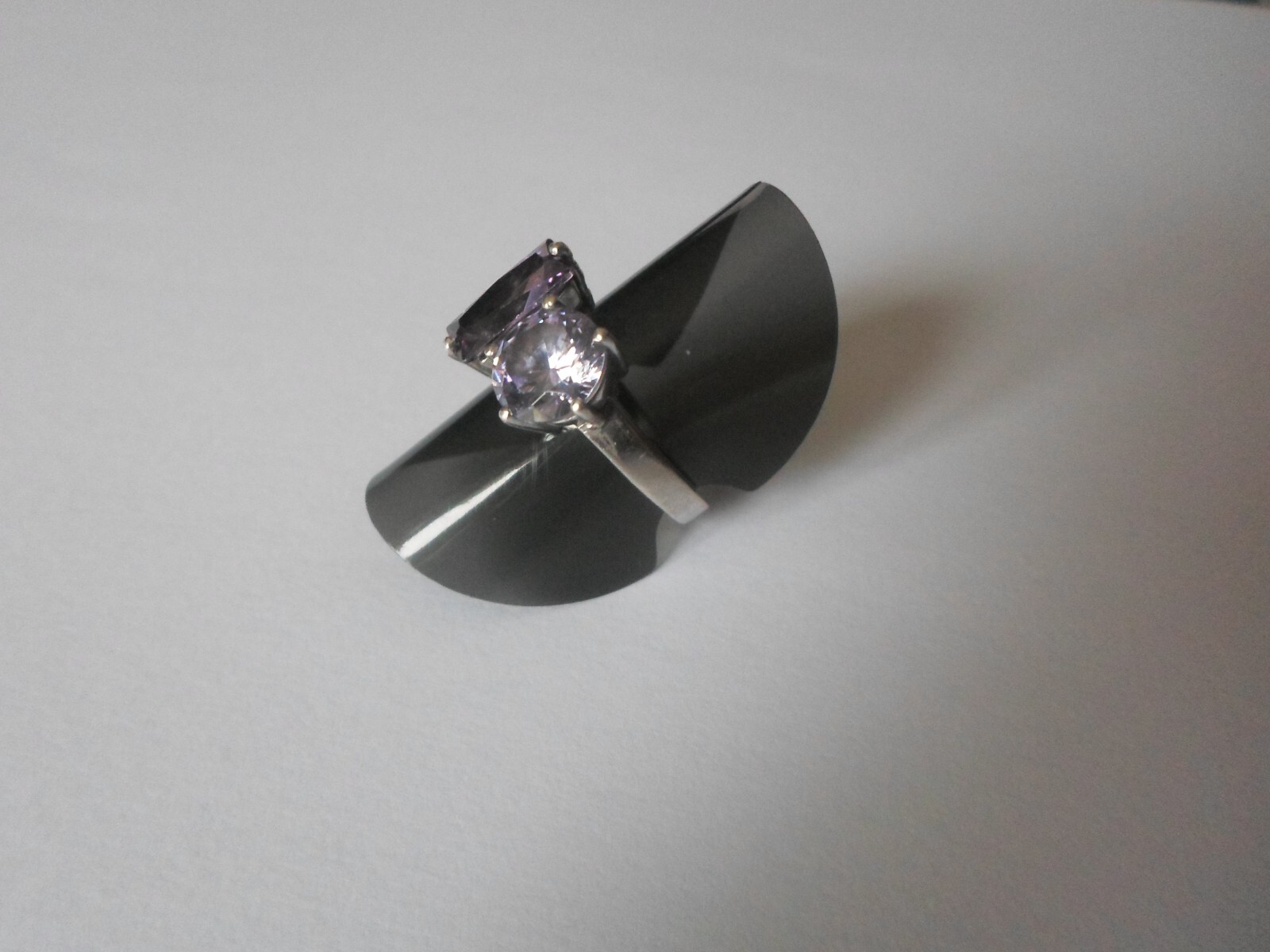 solid silver ring, cabochon and amethyst wand, s.… - image 8