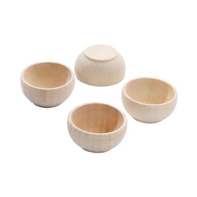 HEMOTON 12-teiliges Bastelschalen-Set Aus Holz - Unlackierte Mini-Rundschalen Zum Bemalen & Dekorieren